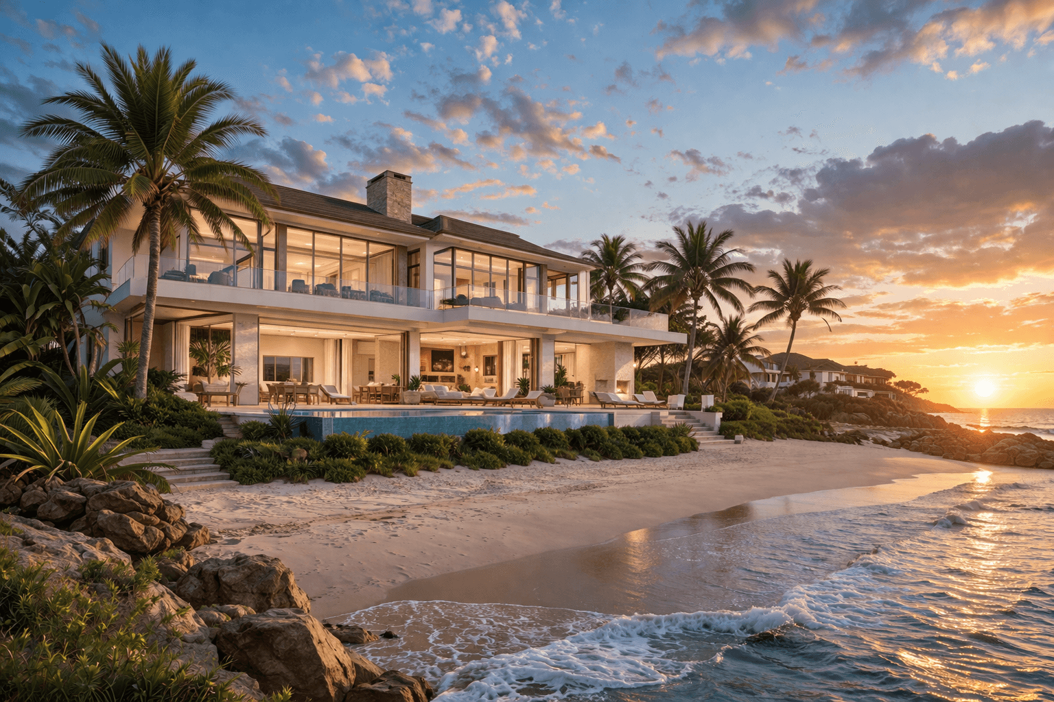 Luxury coastal rental property exterior